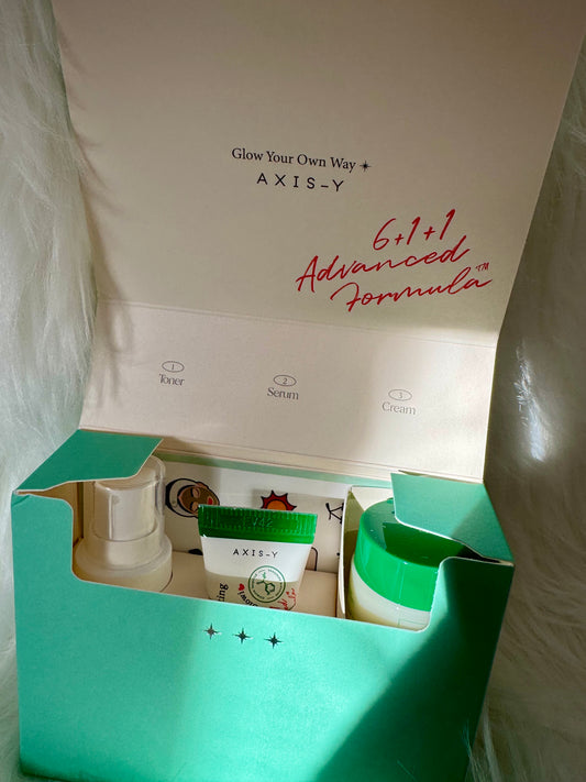 AXIS-Y The Mini Glow rinkinys toneris 12 ml + serumas 5 ml + kremas 5 ml
